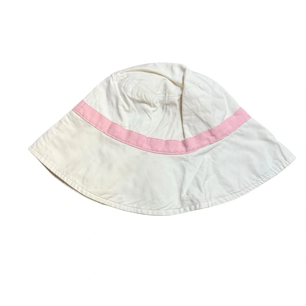 Janie and Jack Girls White Sun Hat w/ Pink Bow 4–5Y